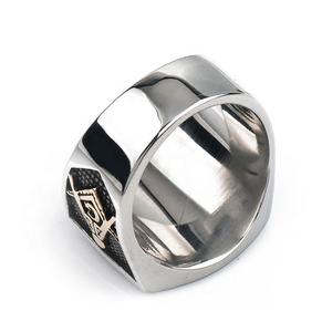 Masonic Knight Templar Cincin Pria, Gratis Cincin Mason Stainless Steel - Product Image 4