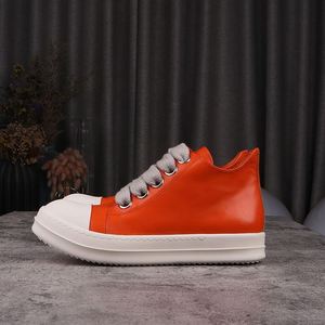 Baskets Jumbo en Cuir Véritable pour Hommes, Orange Uni, à Lacets, Chaussures Décontractées Tendance, Style Urbain pour Couples - Product Image 2