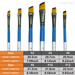 Juego de 6 Pinceles de Ángulo con Mango de <span class=keywords><strong>Madera</strong></span> para Pintura Acrílica, Óleo, Acuarela y Gouache sobre Lienzo, Hechos <span class=keywords><strong>en</strong></span> China Continental - Product Image 2