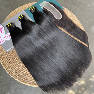 <span class=keywords><strong>3</strong></span>+1 Pakket Haar met Closure Groothandel Bone Straight Vietnamese Weave Echt Haar 2x6 Closure met Bundels - Product Image 2
