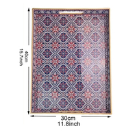 Ensemble de plateaux de rangement décoratifs rectangulaires, plateaux de service ethniques vintage multi-usages avec bordure dorée et poignées découpées