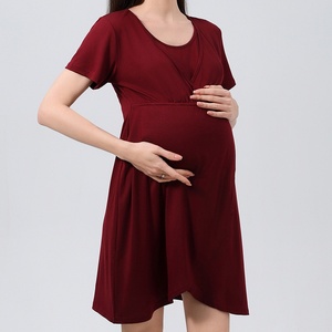 Elegante Vestido <span class=keywords><strong>de</strong></span> Maternidad Estilo Francés, Vestido <span class=keywords><strong>de</strong></span> Lactancia y para Dormir, Transpirable, <span class=keywords><strong>de</strong></span> Poliéster, para Primavera/Verano, Ropa <span class=keywords><strong>de</strong></span> Dormir para Mujer, Postparto, para el Hogar - Product Image 5
