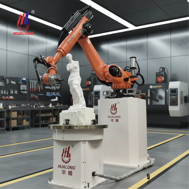 2026 HOT SALE HUALONG High Precision 7-Axis KUKA Robot Arm CNC Stone Engraving Machine 3D Sculpture Marble Granite Statue Motor