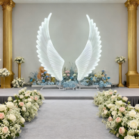Accessoires de scène de mariage romantiques et élégants, lumières décoratives LED lumineuses en fer, ailes d'ange pour allée, décorations d'événements YN