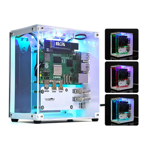 Raspberry Pi 5 CUBE Protective Case With Cooling Fan & RGB Color Light 0.91" OLED DIY Electronic Project Kit Support <b>M</b>.<b>2</b> <b>SSD</b> Ras - Product Image 4