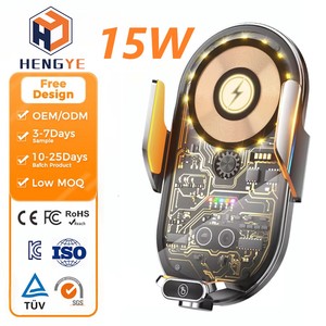 Chargeur sans fil de voiture en verre transparent 15W Support de <span class=keywords><strong>charge</strong></span> 66W Support de fixation automatique Chargeur rapide de téléphone portable sans fil dans la voiture - Product Image 1