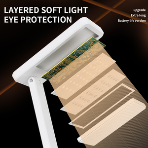 Taşınabilir <span class=keywords><strong>USB</strong></span> şarj edilebilir <span class=keywords><strong>LED</strong></span> lamba masa lambası kısılabilir kitap  masa okuma lambası 3 renk sıcaklığı esnek ABS vücut gece lambası - Product Image 3
