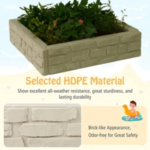 Grand lit de jardinière de jardin carré et durable en plastique HDPE de 4 pieds de style marbre pour la plantation <span class=keywords><strong>hors</strong></span> <span class=keywords><strong>sol</strong></span> en extérieur - Product Image 4