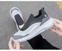 Chaussures de course à enfiler pour hommes, tige en tissu extensible, respirantes, légères, amortissantes, sportives, tendance estivale, chaussures en mesh
