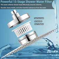 Pommeau de Douche Filtrant en Acier Inoxydable Haute Pression avec Cartouche de Filtration 15 Étapes pour Eau Dure – Élimine le Chlore et les Substances Nocives