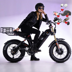 Bicicleta eléctrica de montaña eAhora Romeo 2 48V con neumáticos gruesos, suspensión completa, cuadro de aleación de aluminio, 20x4.0, con portaequipajes trasero. - Product Image 1