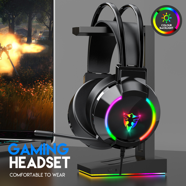 Stereo PC Gaming Headset FPS Headphone with Mic LED Light Auriculares Gamer for Computer PS4