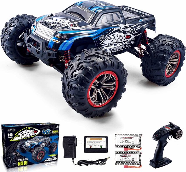 HOSHI N516 RC Truck 1/10 Rc Car 4WD Remote Control Toys Vehicles with Lights Off-Road Monster Truck Rock Crawler 2XBATTERY
