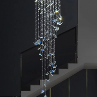 Luminaire décoratif de haute qualité pour la maison, hôtel, hall, escalier, style postmoderne, petit lustre en cristal en forme de papillon, LED