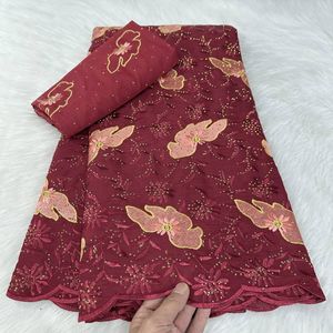 <span class=keywords><strong>Tissu</strong></span> en dentelle <span class=keywords><strong>suisse</strong></span> brodé voile Sénégal 2024, 5 yards, motifs assortis pour robes féminines - Product Image 2