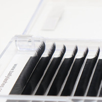 Extensions de cils en cachemire noir mat 0.03, volume, en éventail préfabriqué, plateaux personnalisés, vente en gros