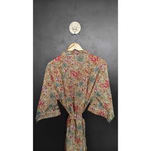 Vestido de Playa Vintage de Talla Grande, 100% Algodón, Estampado Floral, Suave y Cómodo, Largo hasta la Rodilla, Estilo Bata, para Verano - Product Image 4