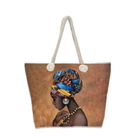 Sacs à bandoulière fourre-tout décontractés de grande capacité pour femmes afro-américaines dessin animé fille imprimé mode noir réutilisable été