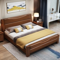 Modernes Minimalistisches Chinesisches Massives Walnuss-Doppelbett mit Ausziehbarer Plattform, Stauraum, Verstellbarer Höhe & Umweltfreundlichem Design