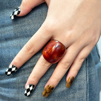 Ensemble de bagues acryliques 2 pièces en pierre d'oeil de tigre léopard à la mode luxe haut de gamme ensemble de bijoux de créateur de mode personnalisé bague