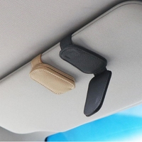 Porte-lunettes de soleil pour visière de voiture Porte-lunettes de soleil en cuir magnétique et clip pour carte de billet Accessoires pour visière de voiture
