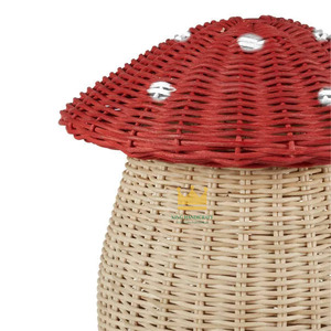 Cesta de Almacenamiento de Mimbre en Forma de Hongo, Cesta Roja para Habitación Infantil y Decoración de Guardería, Precio Económico desde Vietnam - Product Image 3