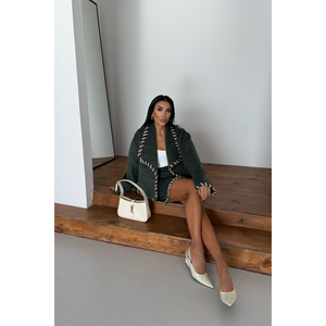 Conjunto Formal de 2 Piezas: Chaqueta Corta de Lana Verde con Cuello de Pastor y Falda Corta, Corte Holgado, Nueva Llegada - Product Image 3