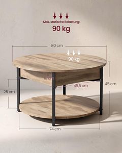 Table console ronde en bois moderne SENYU avec étagère de rangement et plateau réglable pour le mobilier de salon - Product Image 3