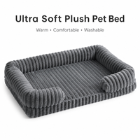 Canapé-lit confortable pour animaux de compagnie avec rebords enveloppants de soutien, surface en peluche courte à faible perte de poils pour chiens, pour dormir en intérieur