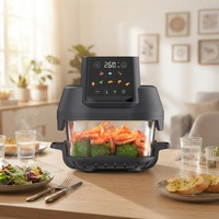 Friteuse à air carrée portable moderne 1400W-1600W, double panier en verre, capacité 1,8-4,5L, contrôle numérique, économie d'énergie, rapide
