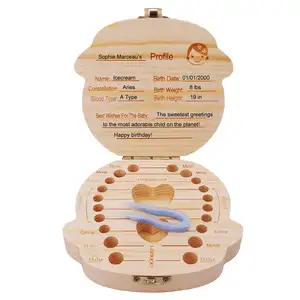 Cute Tooth Fairy Box Caixa De Lembrança Esculpida De Madeira Caixa De Recipiente De Dentes Do Bebê Caso Para O Chuveiro Da Criança Presente De Aniversário