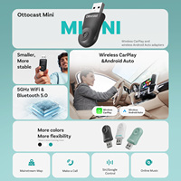 Adaptateur CarPlay sans fil Ottocast Mini 2-en-1 amélioré, Bluetooth 4.2, Wi-Fi double bande, Plug & Play, compatible avec toutes les voitures certifiées, basé sur Linux