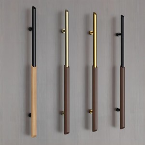 Poignée de porte en bois finition noyer de qualité supérieure, quincaillerie d'entrée robuste en acier inoxydable pour portes vitrées de salle de réunion d'entreprise - Product Image 4