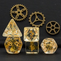Pour Udixi Logo personnalisé RPG Donjons et Dragons Jeu de dés en résine polyédrique avec roue dentée dorée