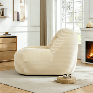 Evacuated Air Pack Single User Roomy Corduroy Plush Cloth Relax Settee Reclining Chaise Cost‑Saving Compressible <b>Foam</b> - Product Image 3