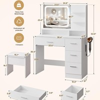Table de maquillage et de rangement multi-niveaux au design minimaliste moderne exclusif pour petites chambres, idéale pour l'export.
