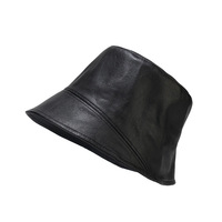 Chapeau Bob en Similicuir PU Style Japonais, Design Niche, Couvrant le Visage, Imperméable, Broderie 3D, Vente en Gros