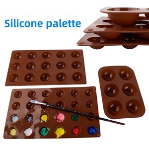 Palette de peinture en silicone à trous ronds pour l'art, idéale pour la gouache et l'aquarelle, outil de mélange facile à nettoyer, fabriqué en Chine - Product Image 1