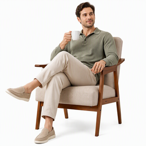 Fauteuil de salon <span class=keywords><strong>VASAGLE</strong></span>, fauteuils de luxe, style moderne du milieu du siècle, fauteuil d'appoint avec coussin épais capitonné - Product Image 5