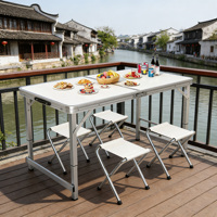 Table pliante robuste de 6 pieds avec pieds en aluminium et poignée pour fêtes, mariages, camping