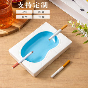 Cenicero de Cerámica Creativo, Rectangular, Blanco y Azul, Duradero, para Oficina y Hogar, Regalo Promocional, Vajilla - Product Image 1