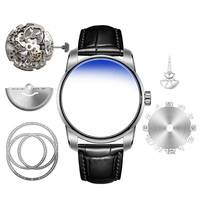 Montre automatique SANYIN personnalisée, nouvelle collection Wandering Hour, bracelet en cuir, boîtier en acier inoxydable, réserve de marche, fonctions lumineuses, luxe