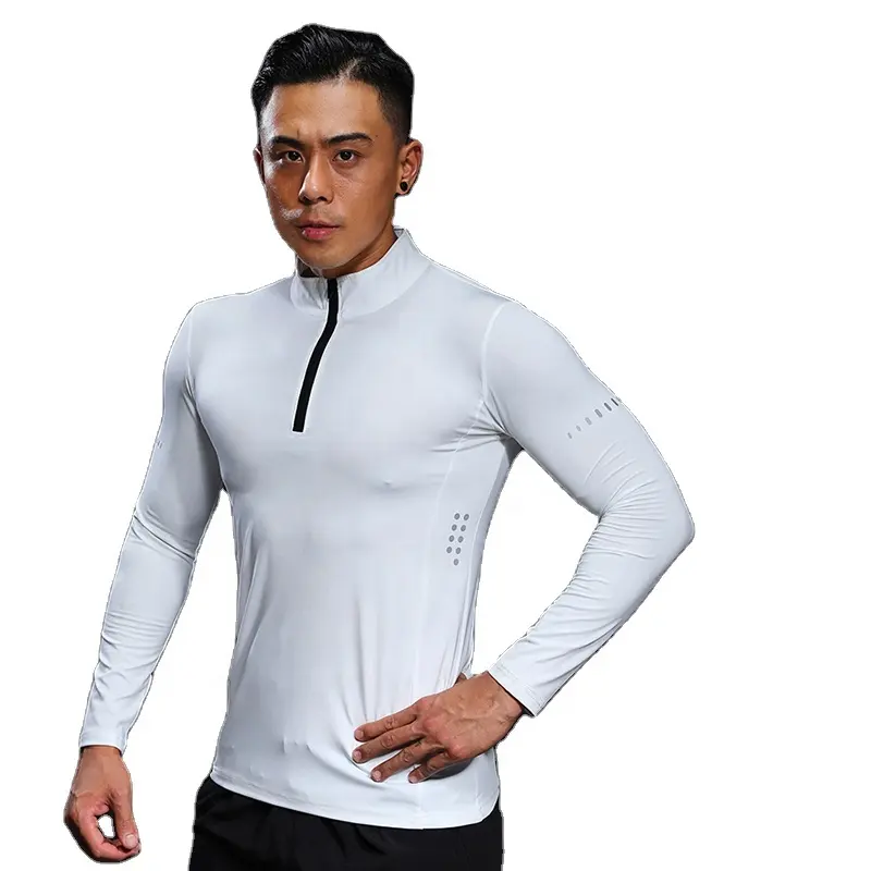 2022 Custom Race Langarm Reiß verschluss Hals Kompression Muskel Enge Workout Yoga Polo Shirt Fitness studio Fitness T-Shirt Sportswear Für Männer