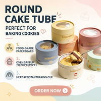 Boîtes de pâtisserie de luxe gaufrées, tubes en papier pour emballages de biscuits, cupcakes, mini cheesecakes, tranches de desserts, avec couvercle transparent