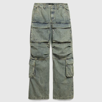 Ensemble cargo bomber personnalisé en tissu délavé pour homme, coupe oversize, avec poches à rabat et bouton-pression, col et poignets côtelés, pantalon à genou montant, 2 pièces, sur mesure, OEM ODM