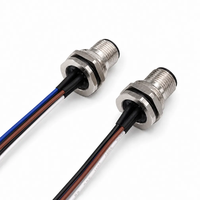 Connecteur de panneau M12 à 4 broches, code A, mâle, fils pré-assemblés, fixation par vis PG9, fixation frontale, connecteur de montage sur panneau M12