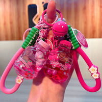 BSBH Boba thé porte-clés avec liquide Quicksand porte-clés Animal bulle thé porte-clés acrylique lait thé sachet pendentifs