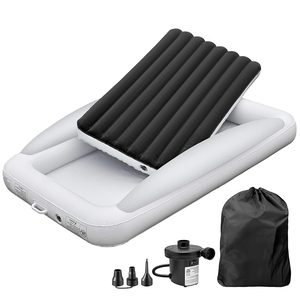 Lit de voyage <span class=keywords><strong>gonflable</strong></span> portable pour tout-petits avec pare-chocs de sécurité, ensemble de <span class=keywords><strong>matelas</strong></span> pneumatique pour enfants avec pompe et sac de transport pour le camping - Product Image 2