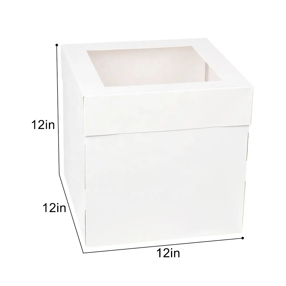 Commercio all'ingrosso di diverse dimensioni fatte a mano con scatola per torta con finestra in plastica 12X12X12 scatole per dolci da imballaggio