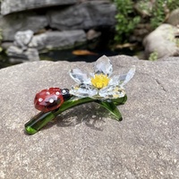 Figurine de coccinelle en verre cristal coloré, artisanale et personnalisée, pour la décoration de la maison pour la fête des mères